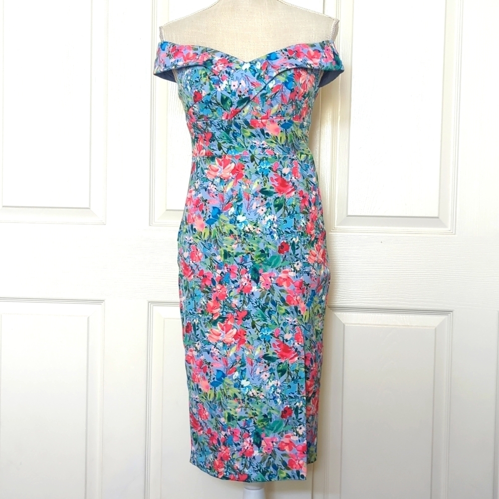 Aidan by Aidan Mattox Off-the-Shoulder Floral Dress - Picture 5 of 11